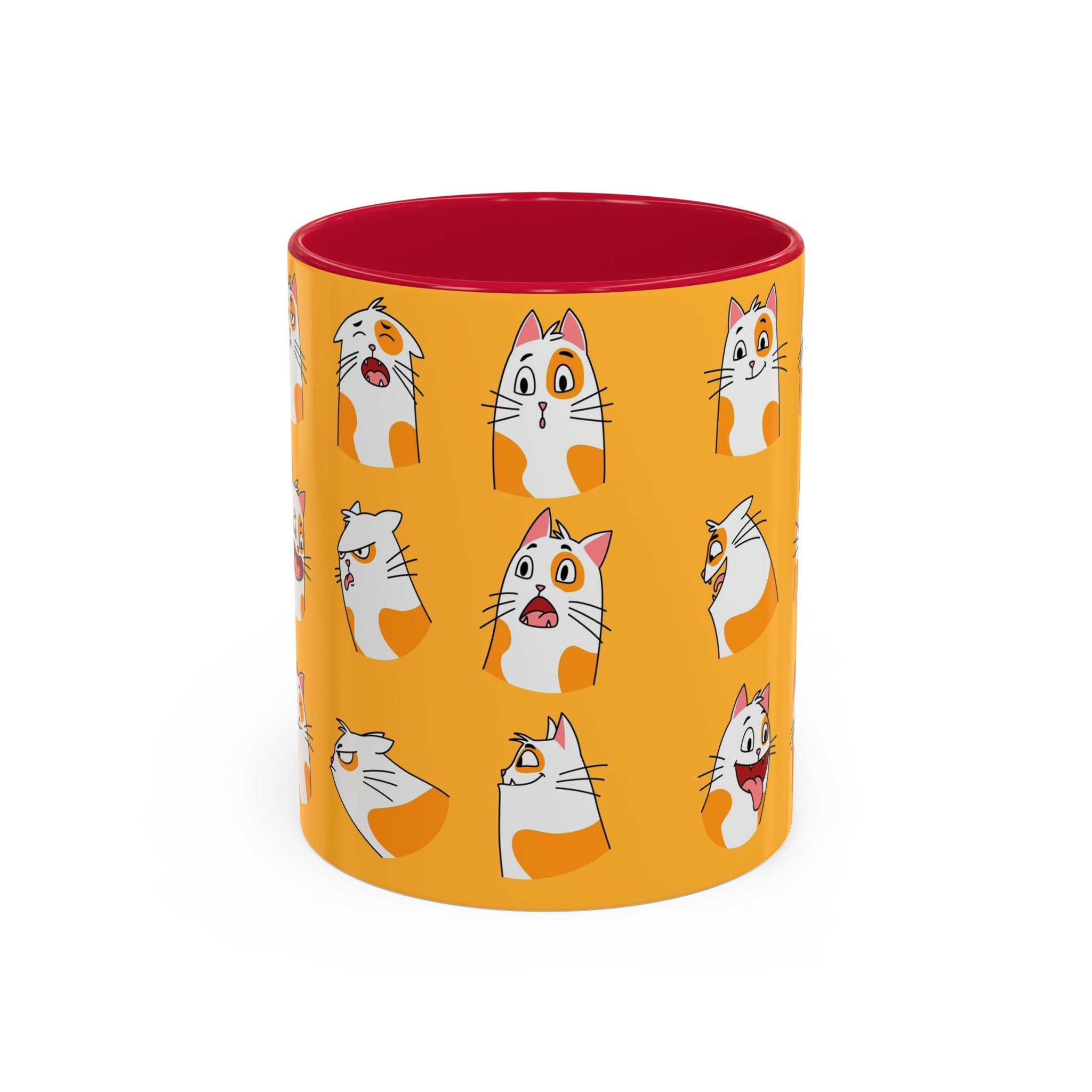 Orange expressive cat faces Mug | Ceramic coffee cup