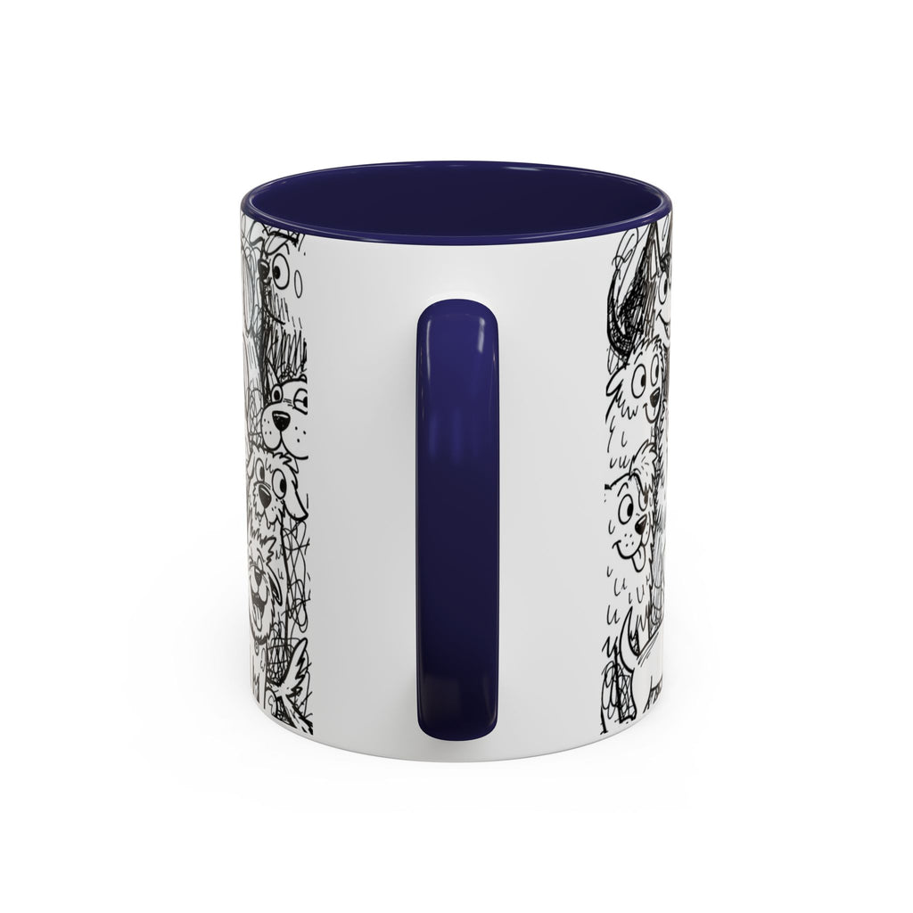 Black & White Cute Dogs Accent Coffee Mug (11/15oz) — Patterned Puppy Tea Cup