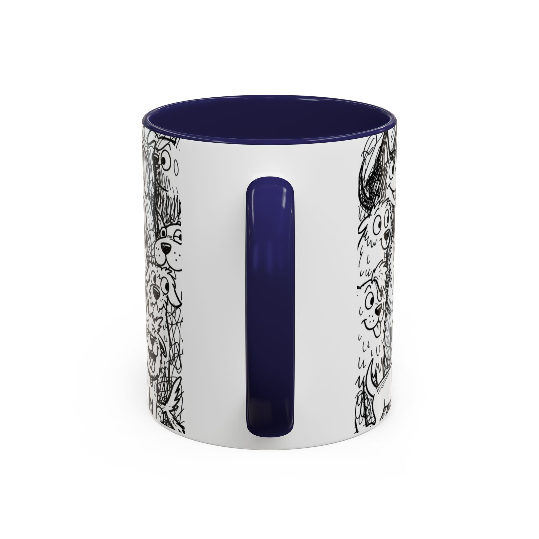 Black & White Cute Dogs Accent Coffee Mug (11/15oz) — Patterned Puppy Tea Cup