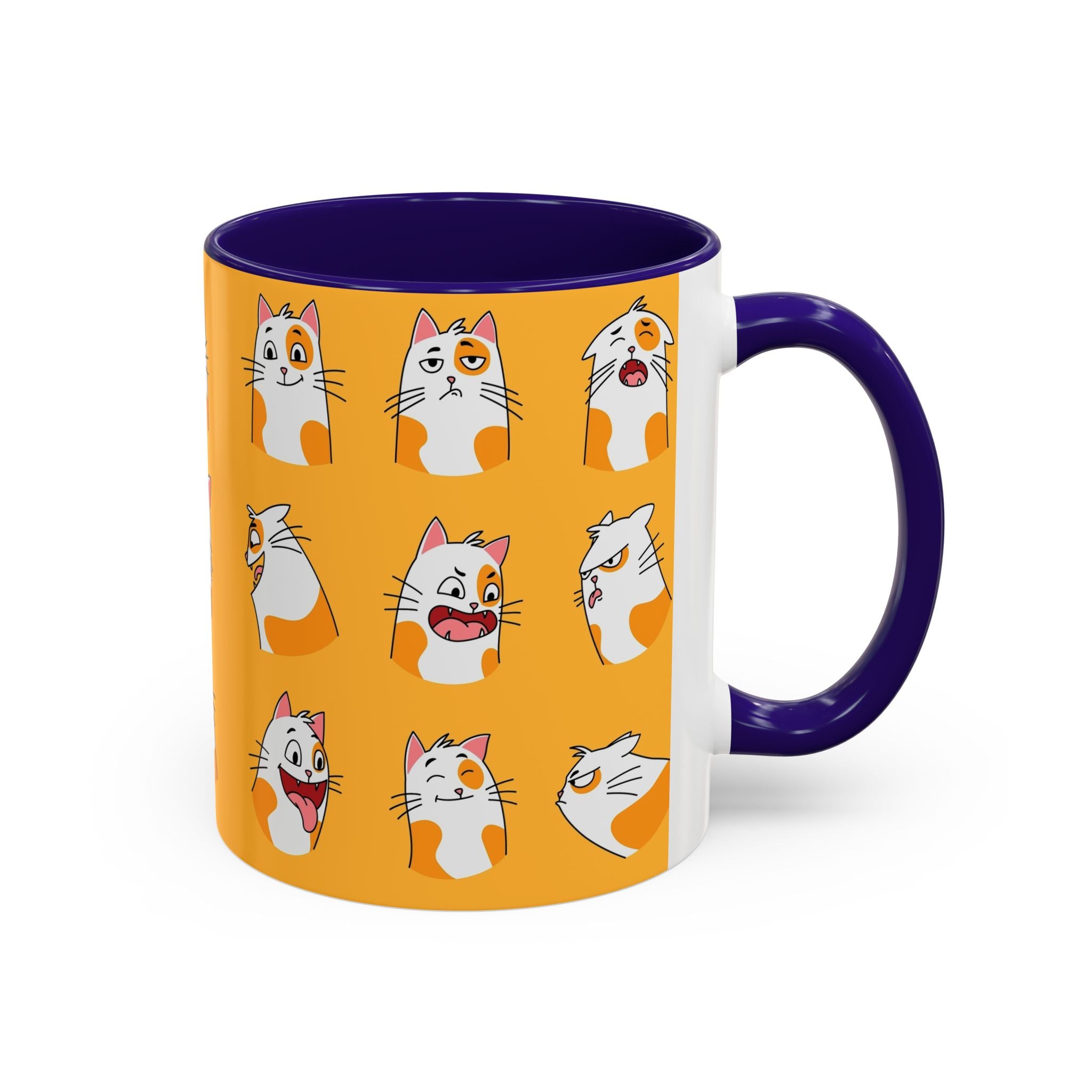 Orange expressive cat faces Mug | Ceramic coffee cup