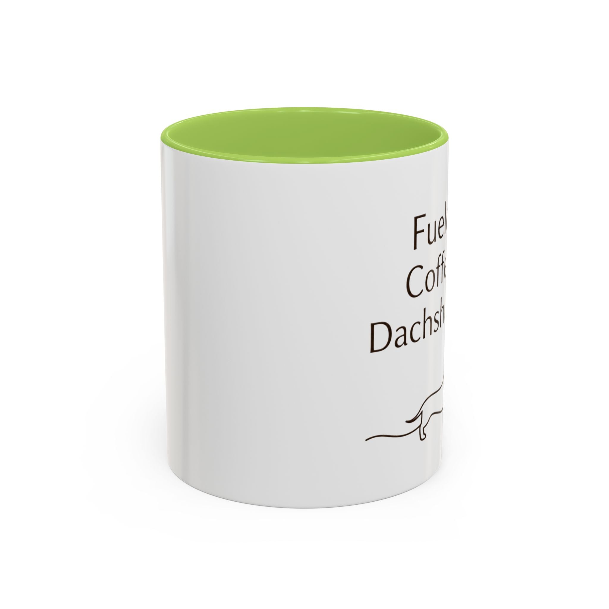 Dachshund Coffee Mug — “Fueled by Coffee and Dachshund Hair” Accent Ceramic Mug