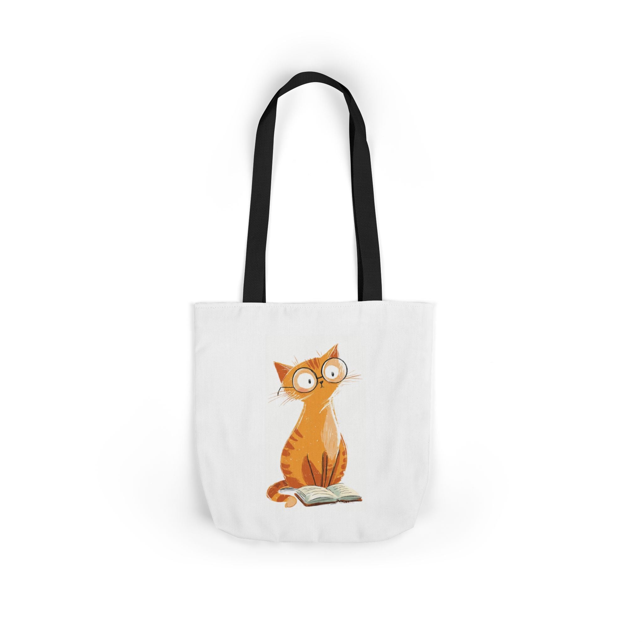 Cute Orange Cat with Glasses Tote Bag — Book-Lover Canvas Tote