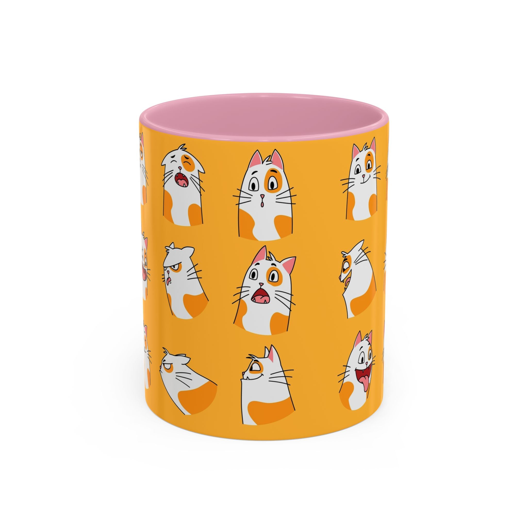 Orange expressive cat faces Mug | Ceramic coffee cup