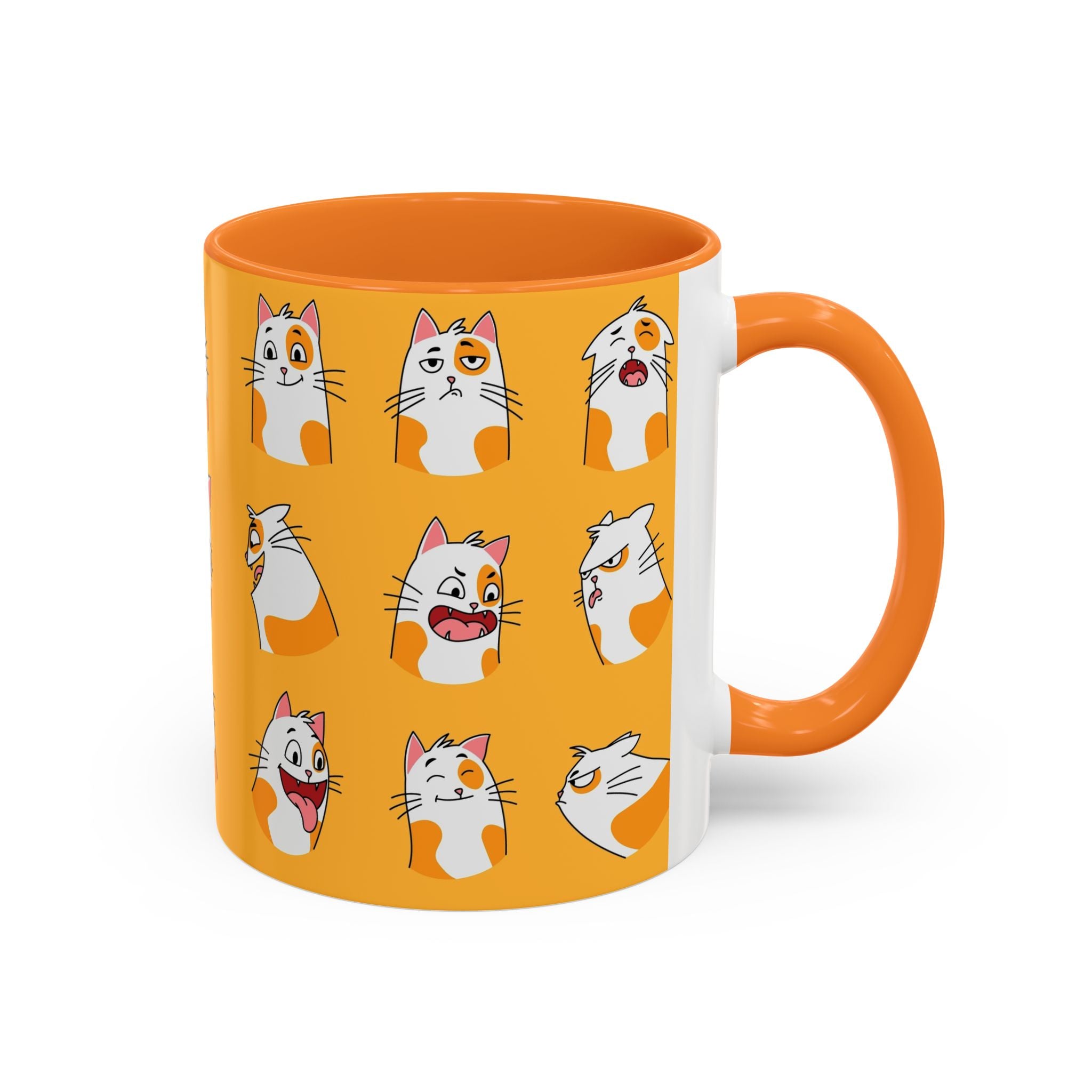 Orange expressive cat faces Mug | Ceramic coffee cup