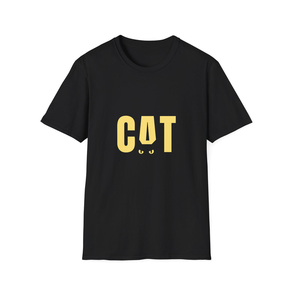 CAT graphic T-Shirt | yellow cat text with hidden eyes design