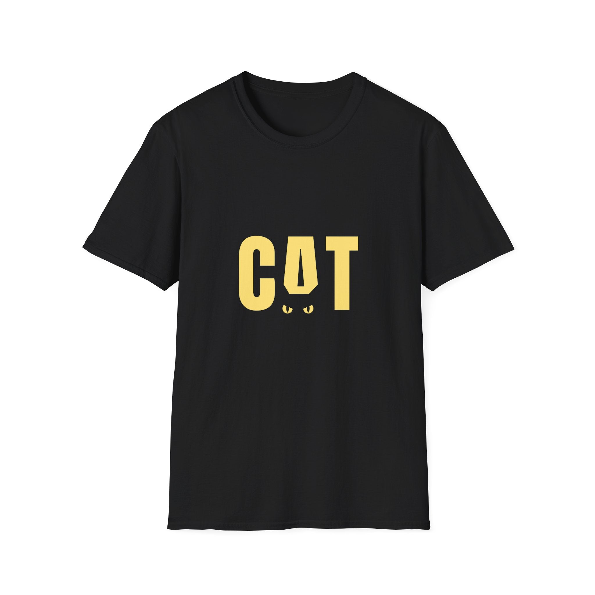 CAT graphic T-Shirt | yellow cat text with hidden eyes design