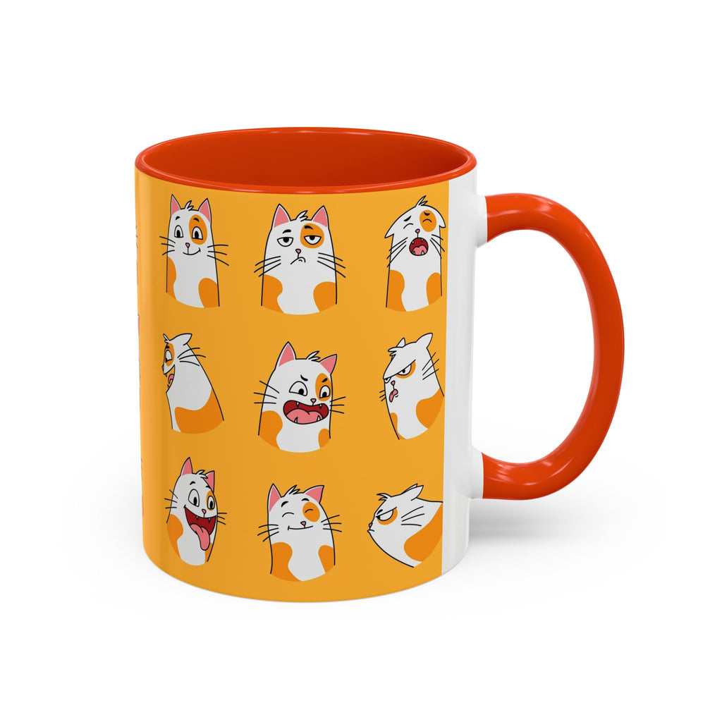 Orange expressive cat faces Mug | Ceramic coffee cup