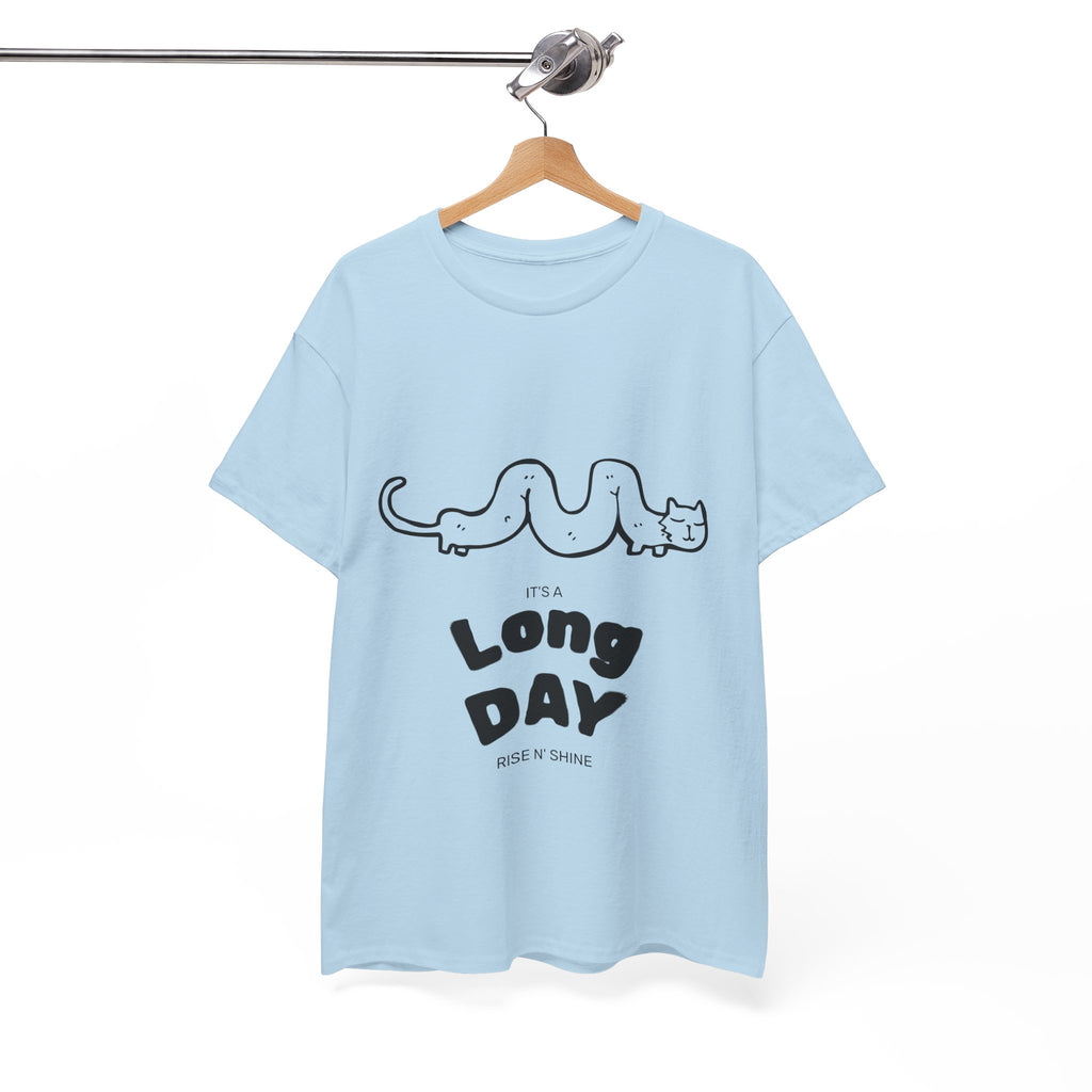 Long Day Cat T-Shirt — Cute Minimalist 'Long Day' Graphic Tee