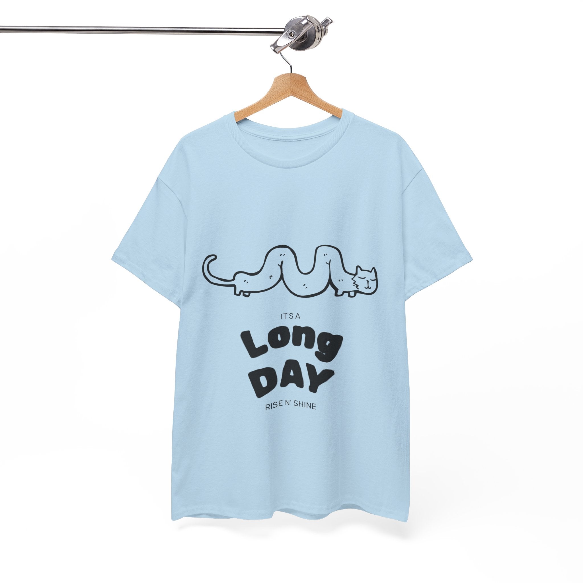 Long Day Cat T-Shirt — Cute Minimalist 'Long Day' Graphic Tee
