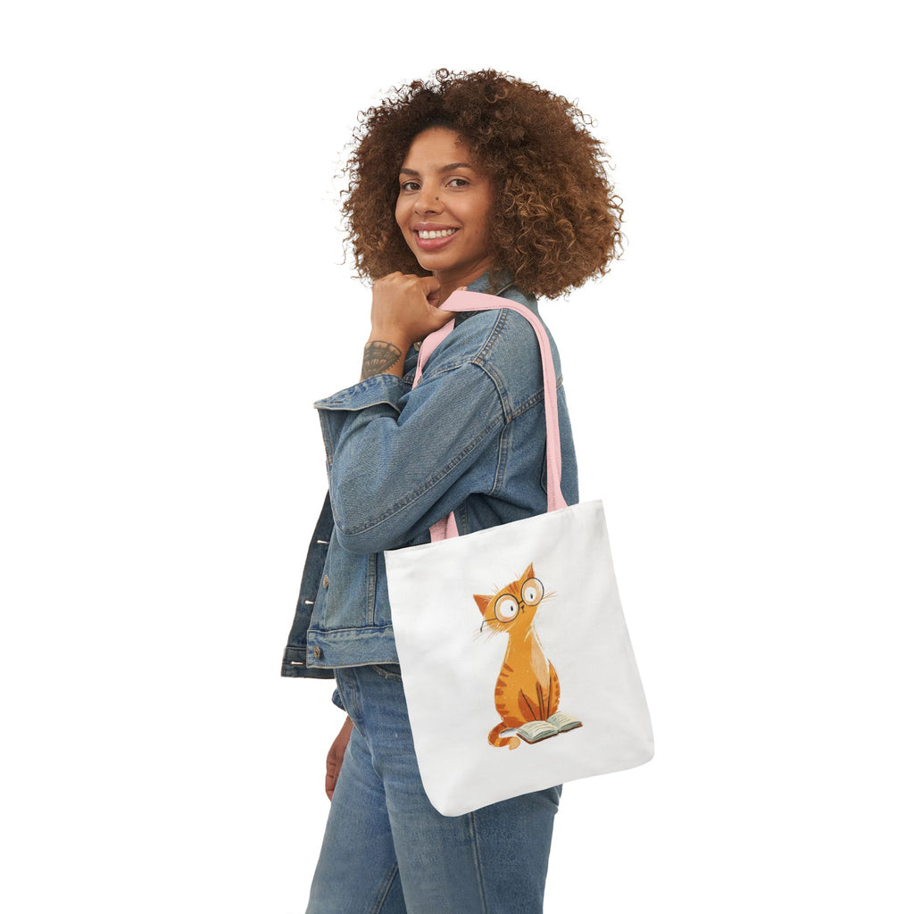 Cute Orange Cat with Glasses Tote Bag — Book-Lover Canvas Tote