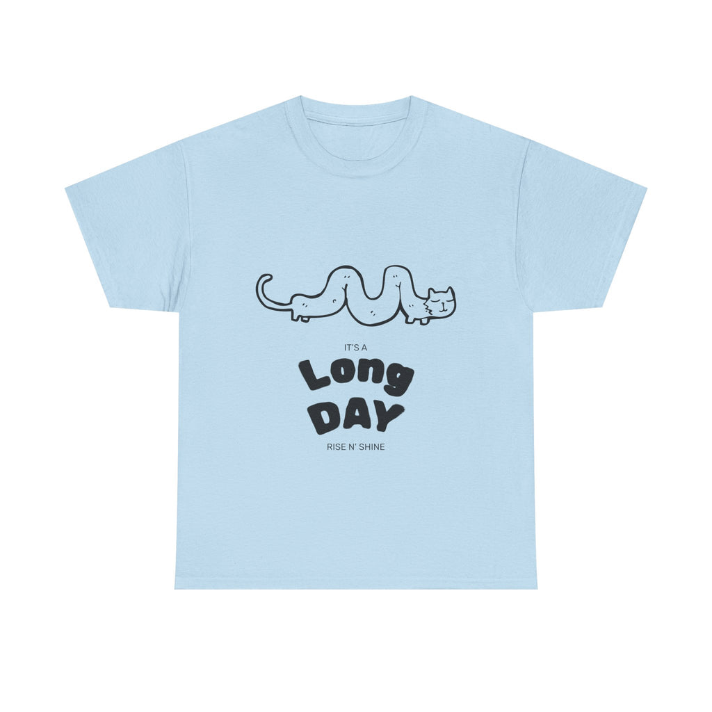 Long Day Cat T-Shirt — Cute Minimalist 'Long Day' Graphic Tee