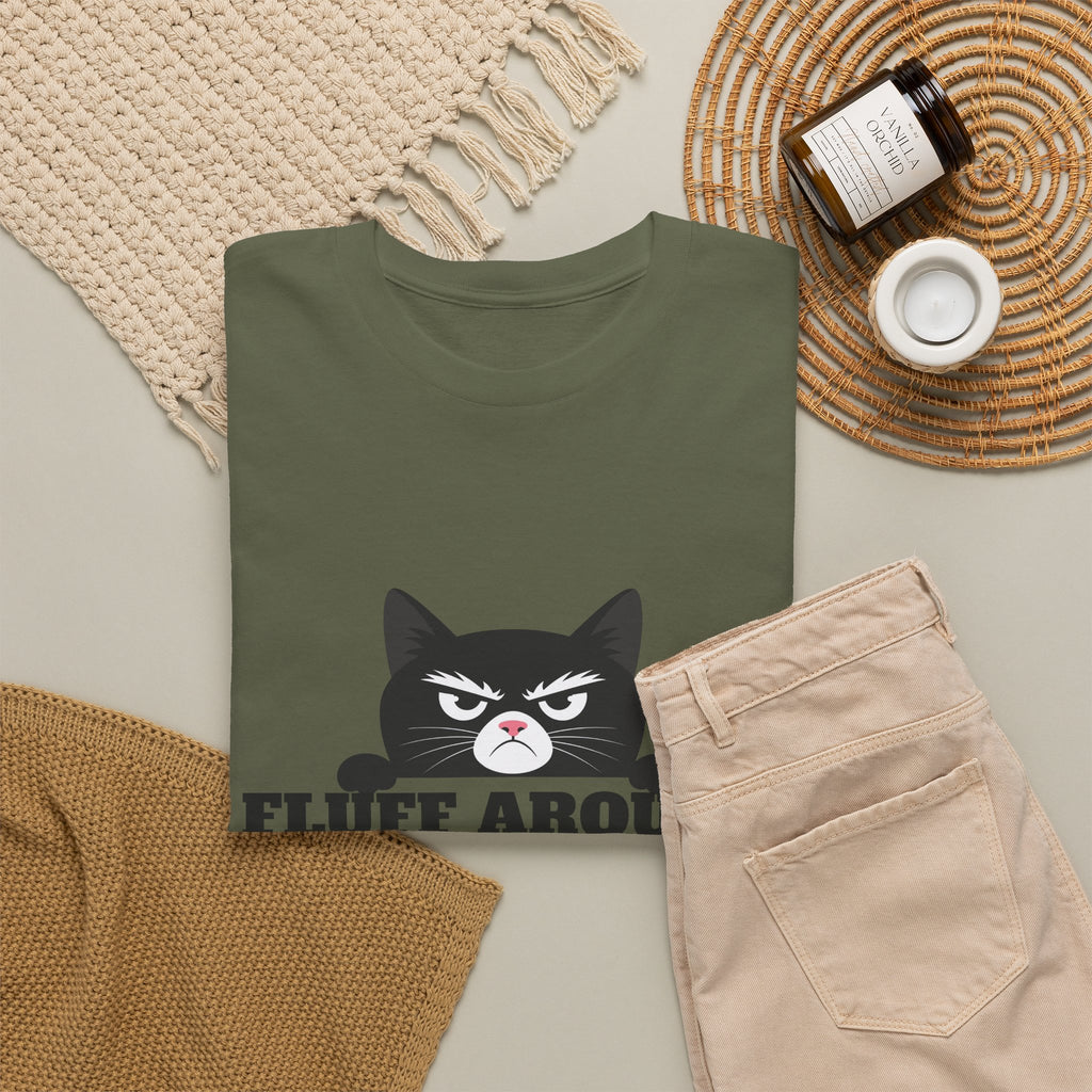 Grumpy Cat Face Fluff Around and Find Out Tee | Funny Cat Quote Shirt
