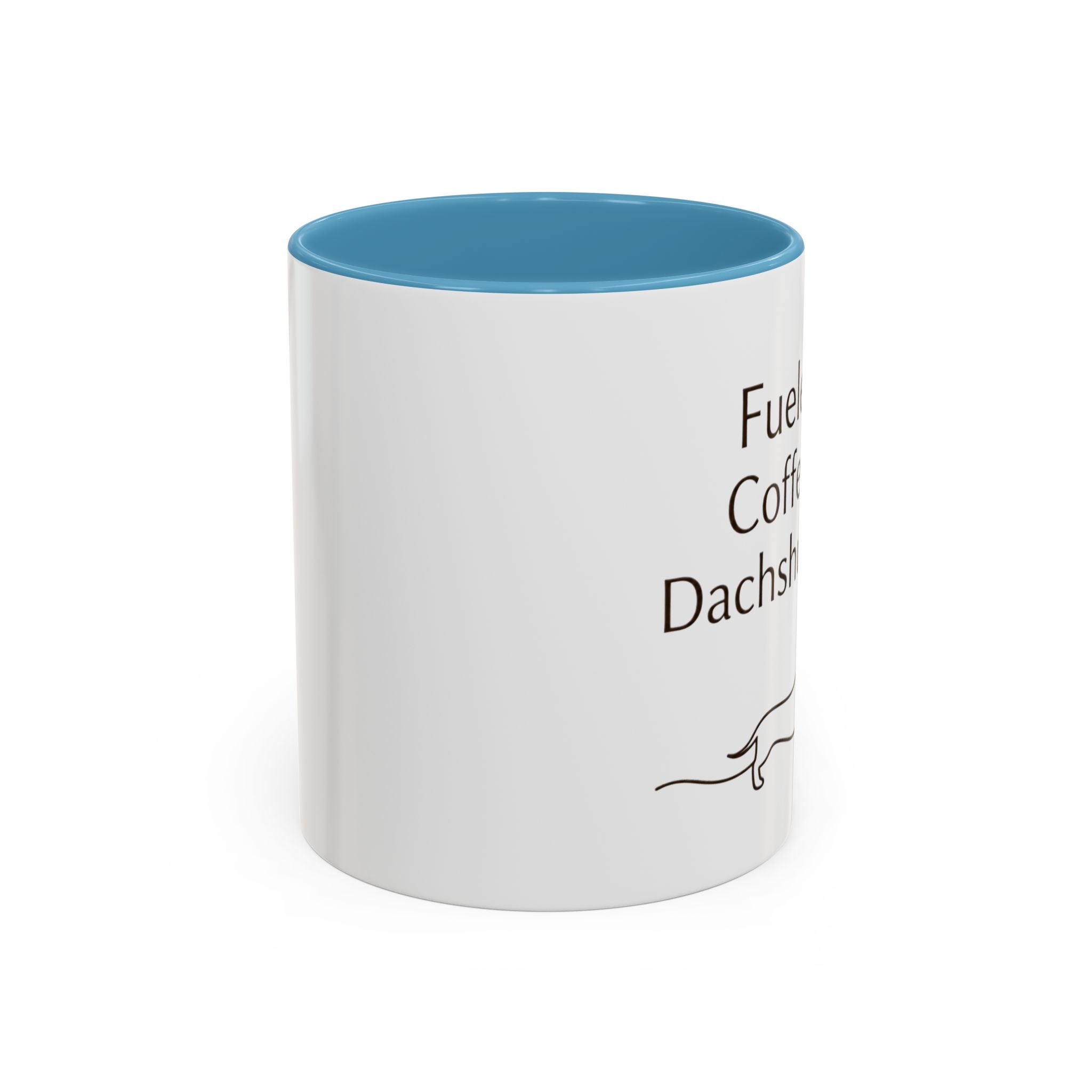 Dachshund Coffee Mug — “Fueled by Coffee and Dachshund Hair” Accent Ceramic Mug
