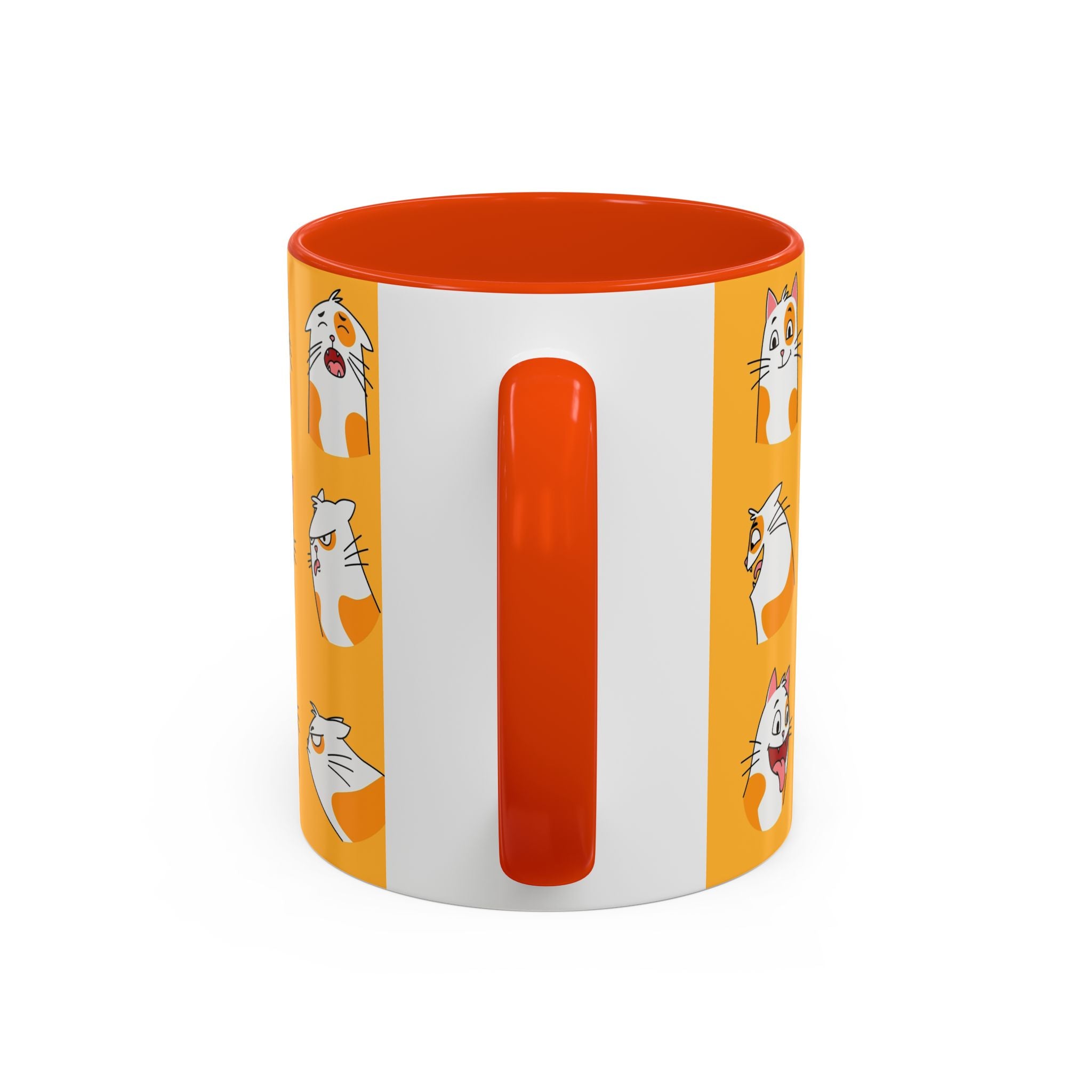 Orange expressive cat faces Mug | Ceramic coffee cup