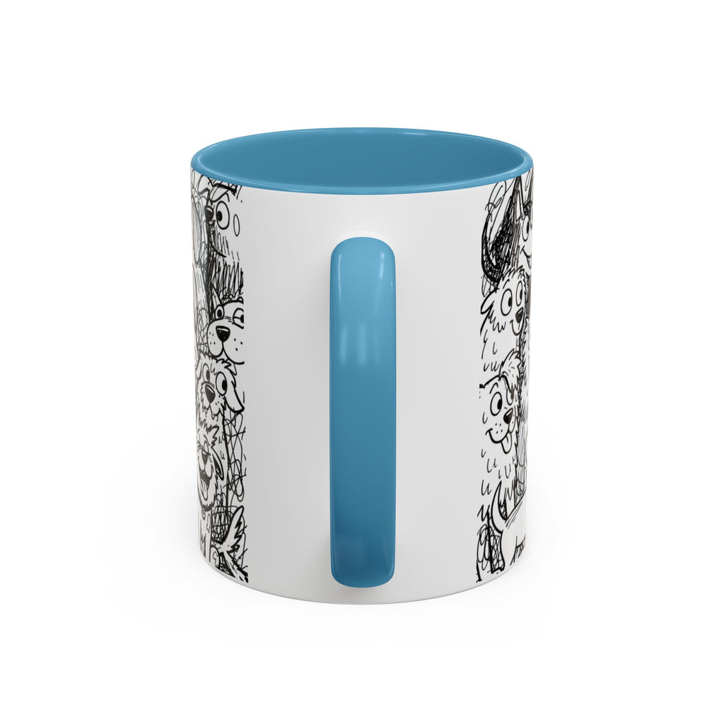 Black & White Cute Dogs Accent Coffee Mug (11/15oz) — Patterned Puppy Tea Cup