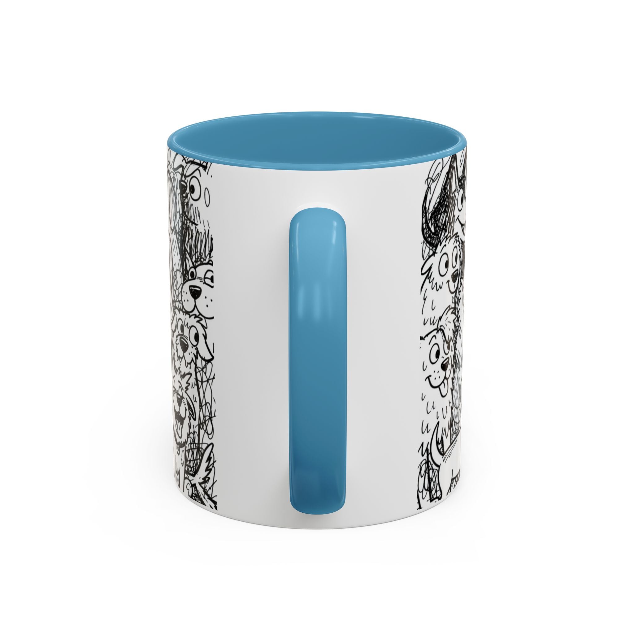 Black & White Cute Dogs Accent Coffee Mug (11/15oz) — Patterned Puppy Tea Cup