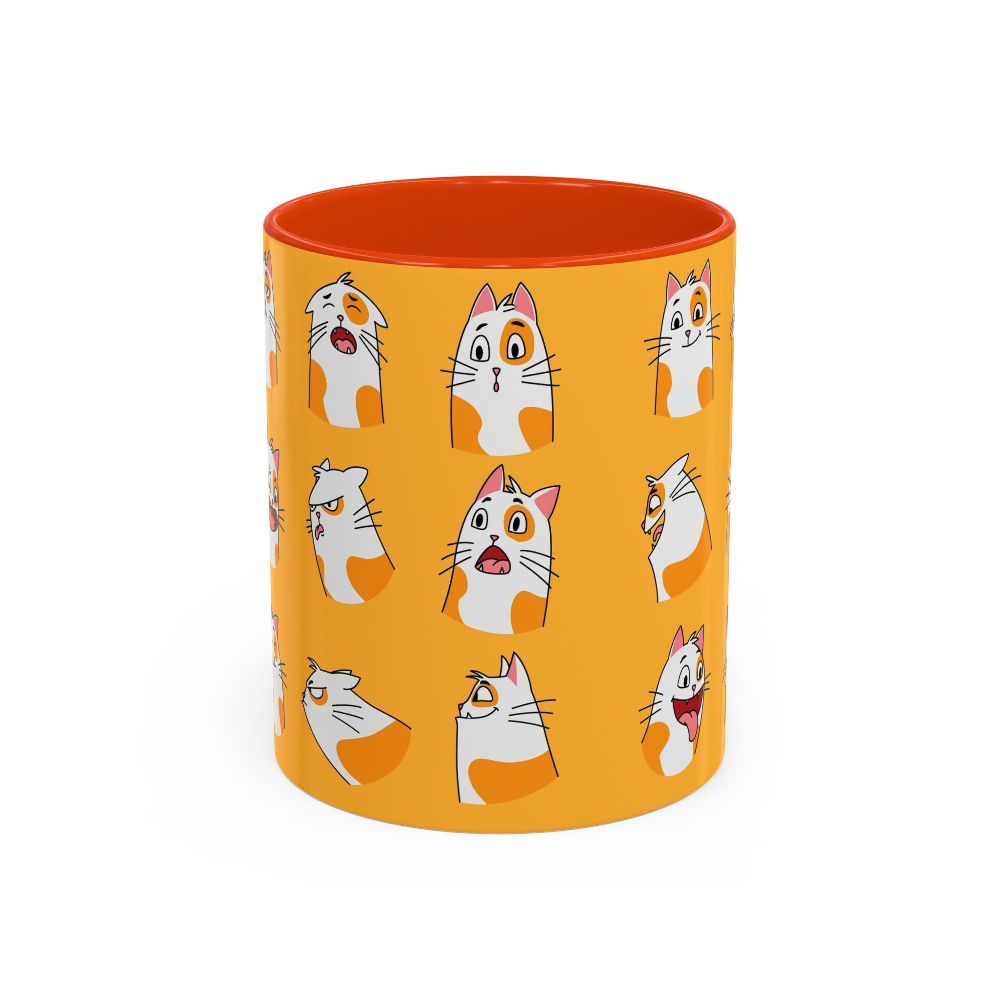 Orange expressive cat faces Mug | Ceramic coffee cup