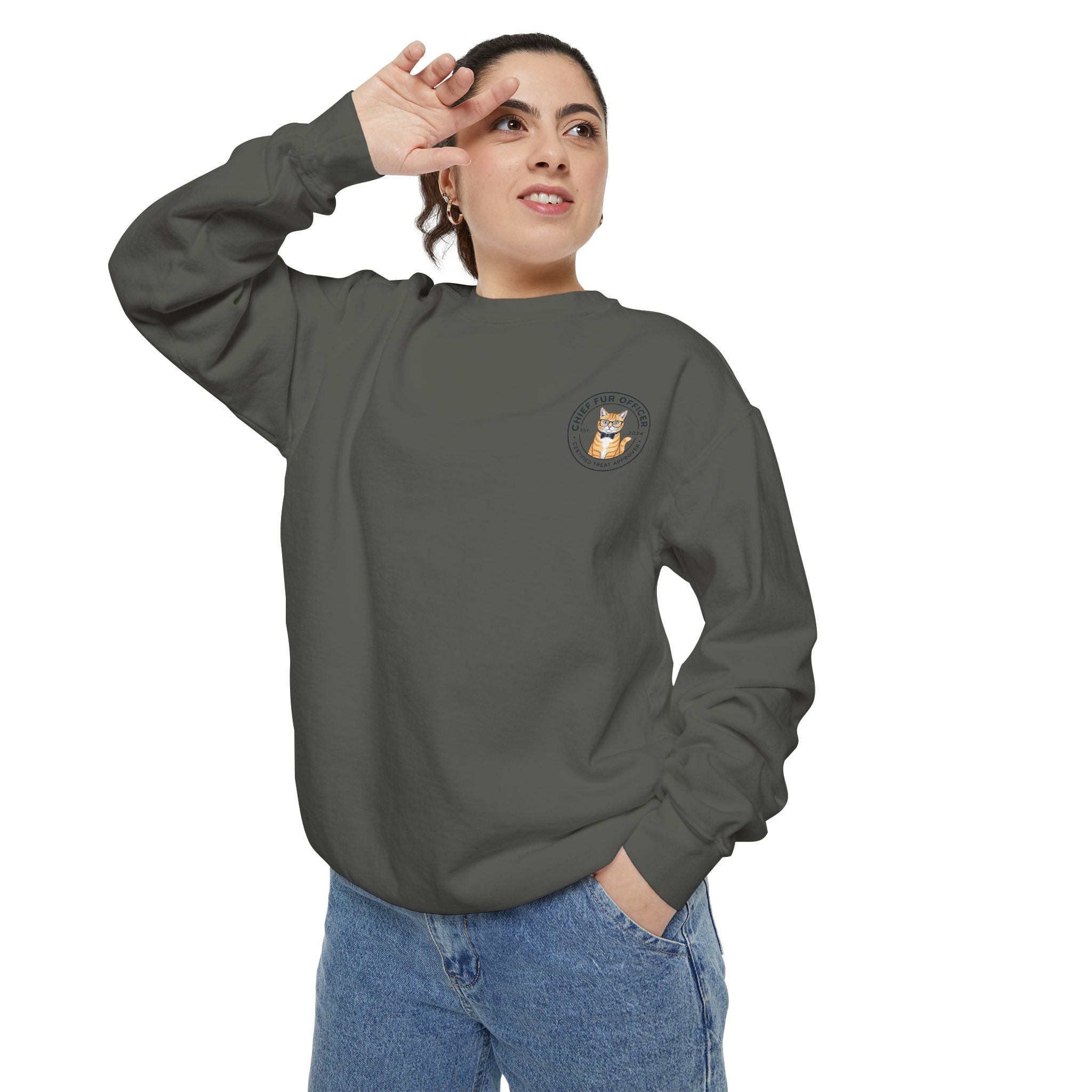 Stay Pawsitive Cat Crewneck Sweatshirt — Cute Cat Graphic ‘Stay Pawsitive’ Pullover