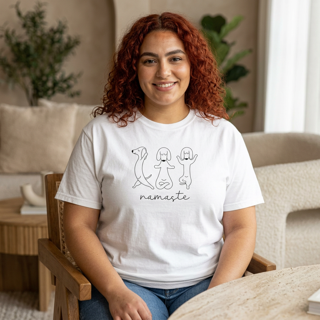 Namaste Yoga Dogs T-Shirt — Minimalist Meditation Tee