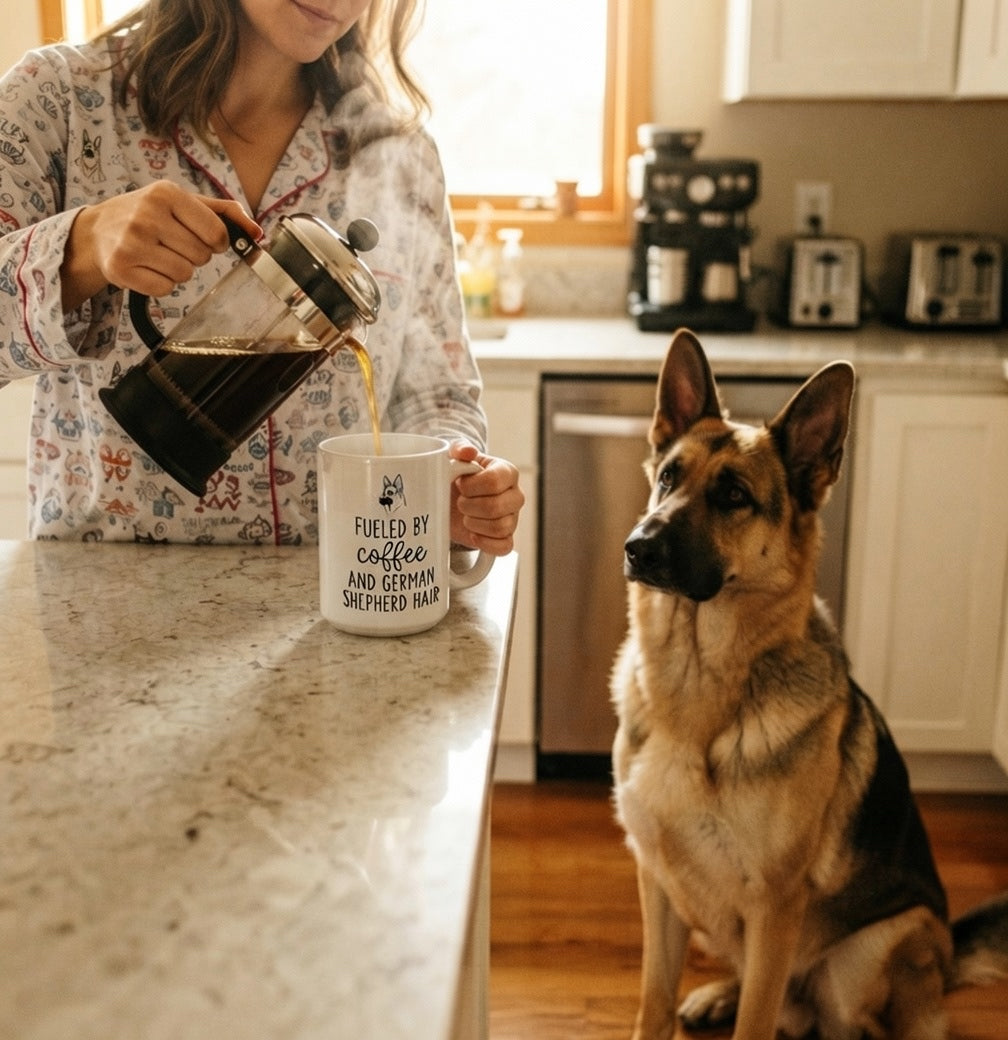 German Shepherd Coffee Mug – Fueled by Coffee & Dog Hair