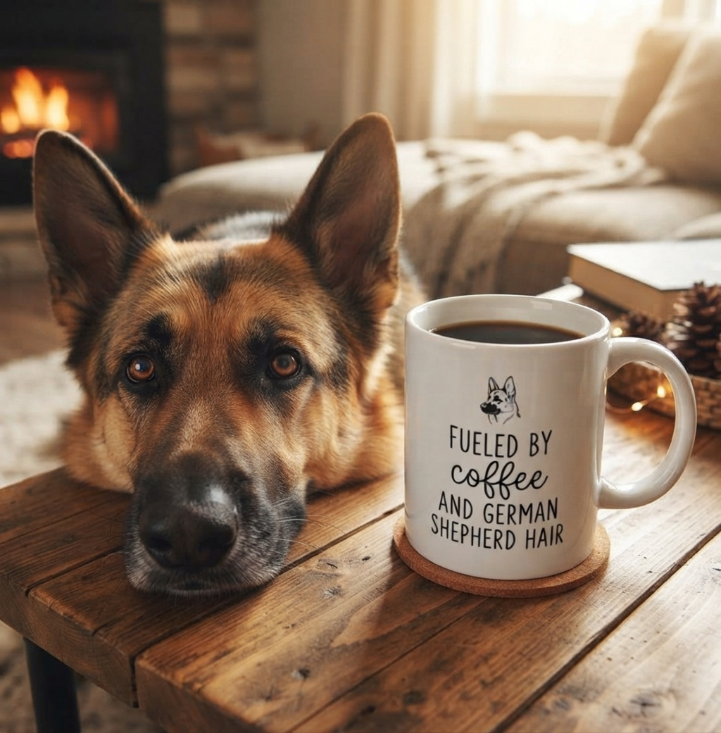German Shepherd Coffee Mug – Fueled by Coffee & Dog Hair