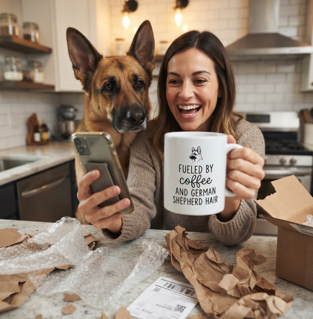 German Shepherd Coffee Mug – Fueled by Coffee & Dog Hair