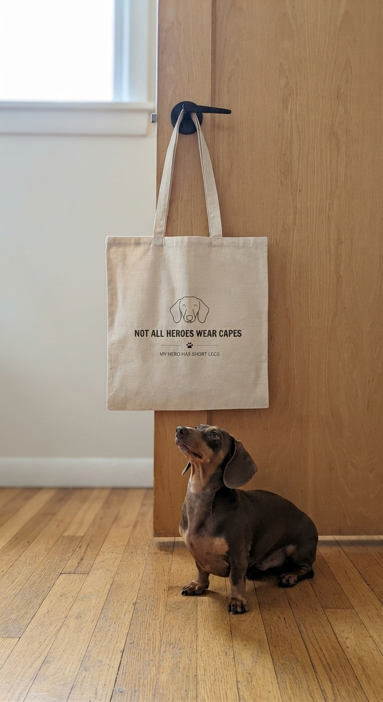 Dachshund Tote Bag – My Hero Has Short Legs