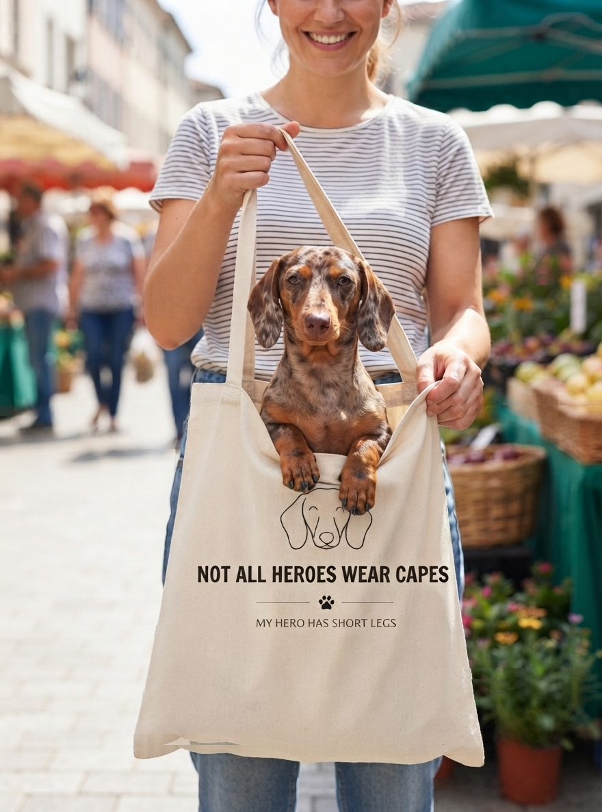 Dachshund Tote Bag – My Hero Has Short Legs
