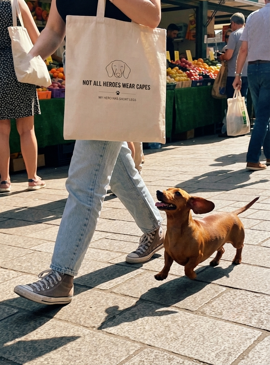 Dachshund Tote Bag – My Hero Has Short Legs