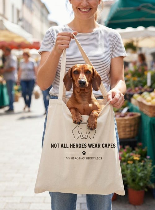 Dachshund Tote Bag – My Hero Has Short Legs