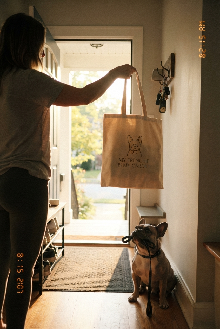 French Bulldog Tote Bag, My Frenchie Is My Cardio, Funny Dog Mom Gift