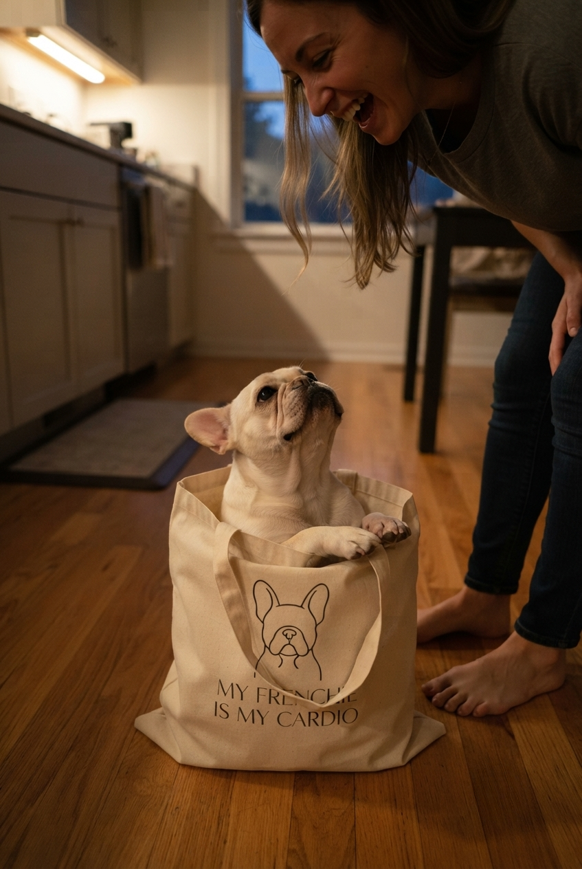 French Bulldog Tote Bag, My Frenchie Is My Cardio, Funny Dog Mom Gift