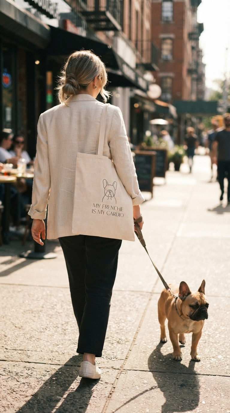 French Bulldog Tote Bag, My Frenchie Is My Cardio, Funny Dog Mom Gift