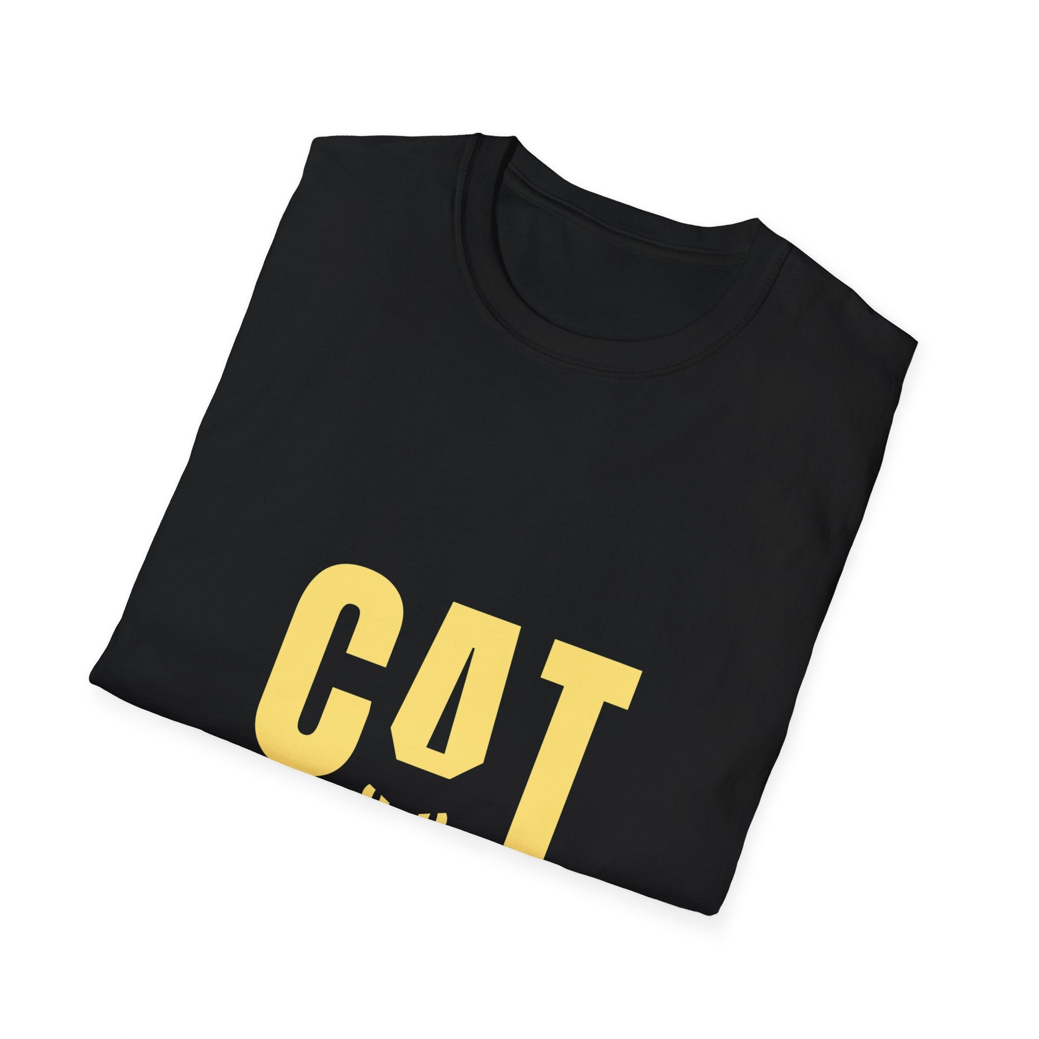 CAT graphic T-Shirt | yellow cat text with hidden eyes design