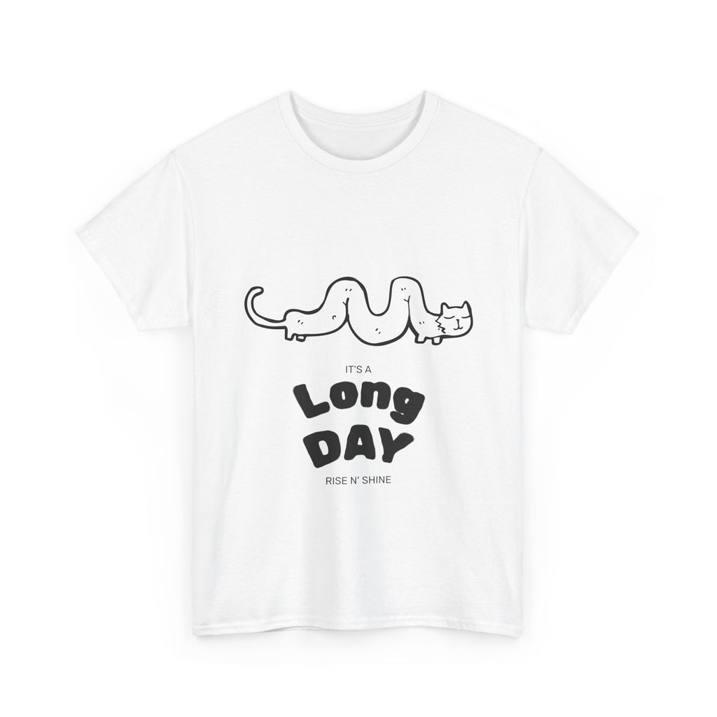 Long Day Cat T-Shirt — Cute Minimalist 'Long Day' Graphic Tee