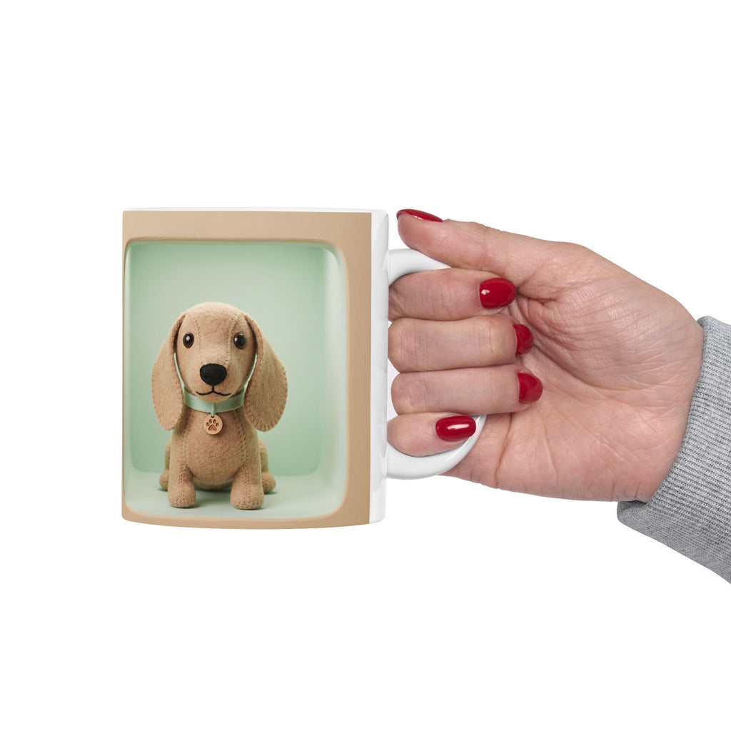 Cute Puppy Ceramic Mug — Retro Pastel Dog Coffee Cup (11oz, 15oz)