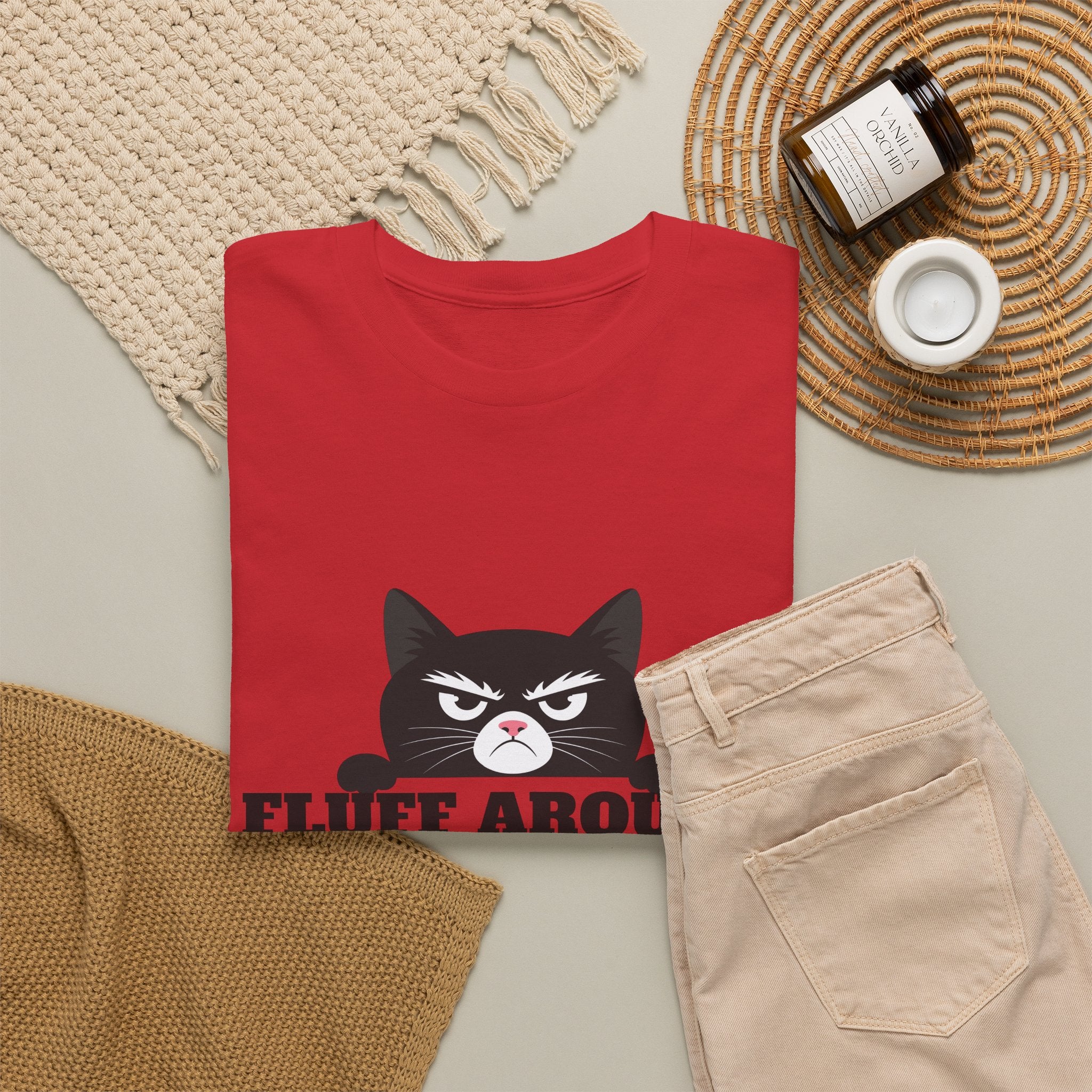 Grumpy Cat Face Fluff Around and Find Out Tee | Funny Cat Quote Shirt