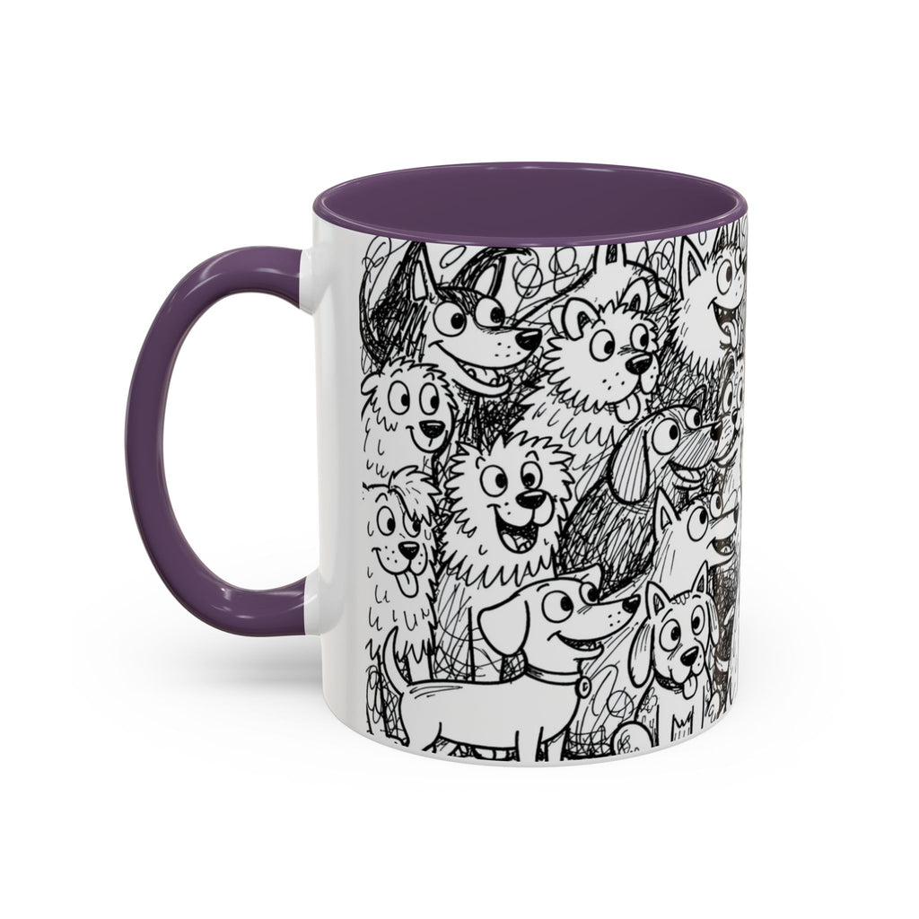 Black & White Cute Dogs Accent Coffee Mug (11/15oz) — Patterned Puppy Tea Cup