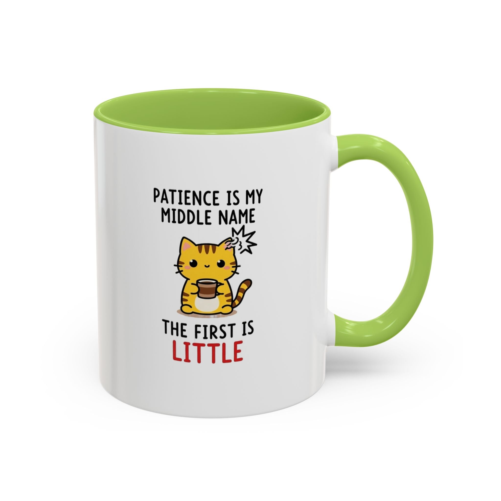 Coffee Mug — "Patience Is My Middle Name, The First Is Little" Cute Cat Coffee Cup