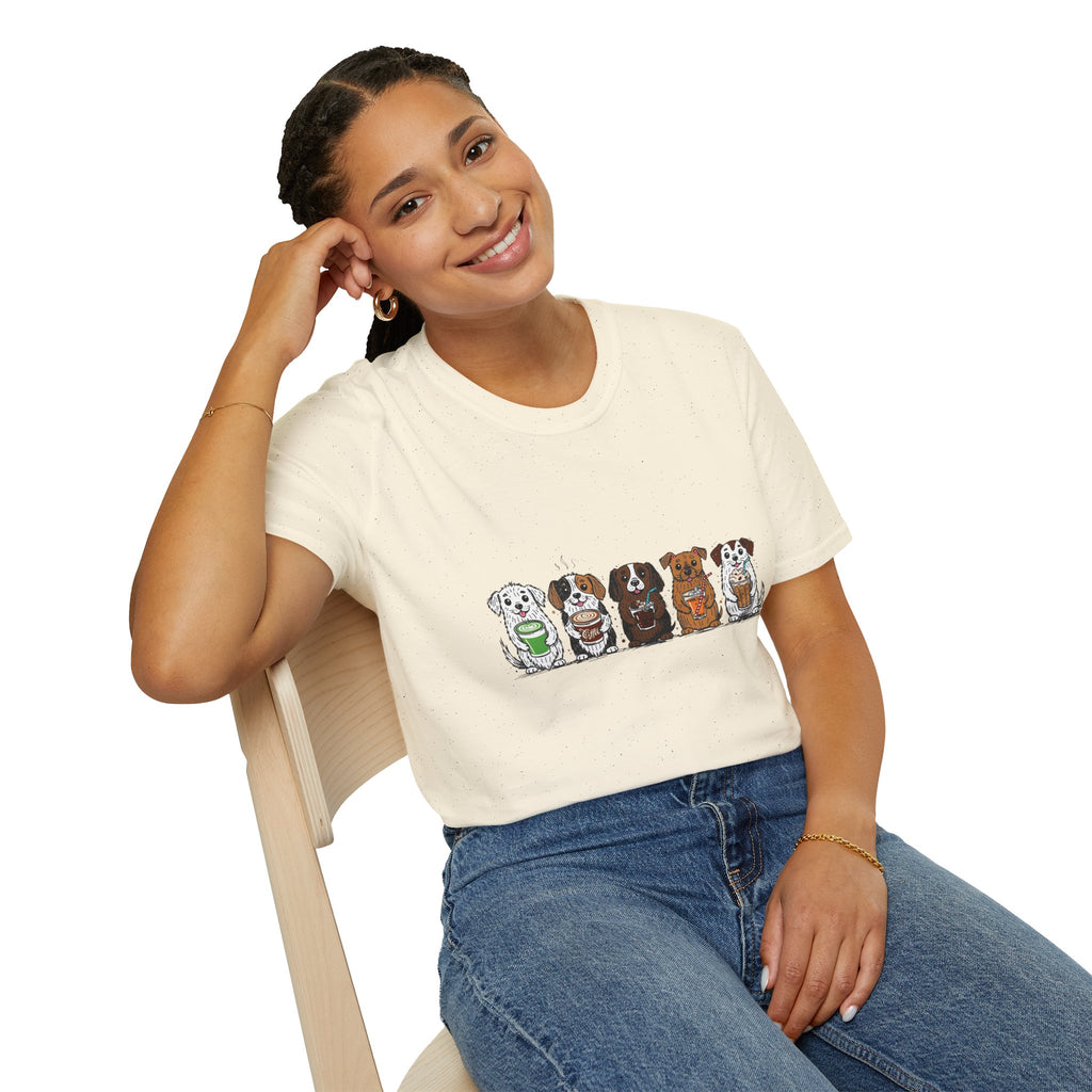 Cute Dachshund Lineup T-Shirt — Cartoon Wiener Dog Crew Graphic Tee