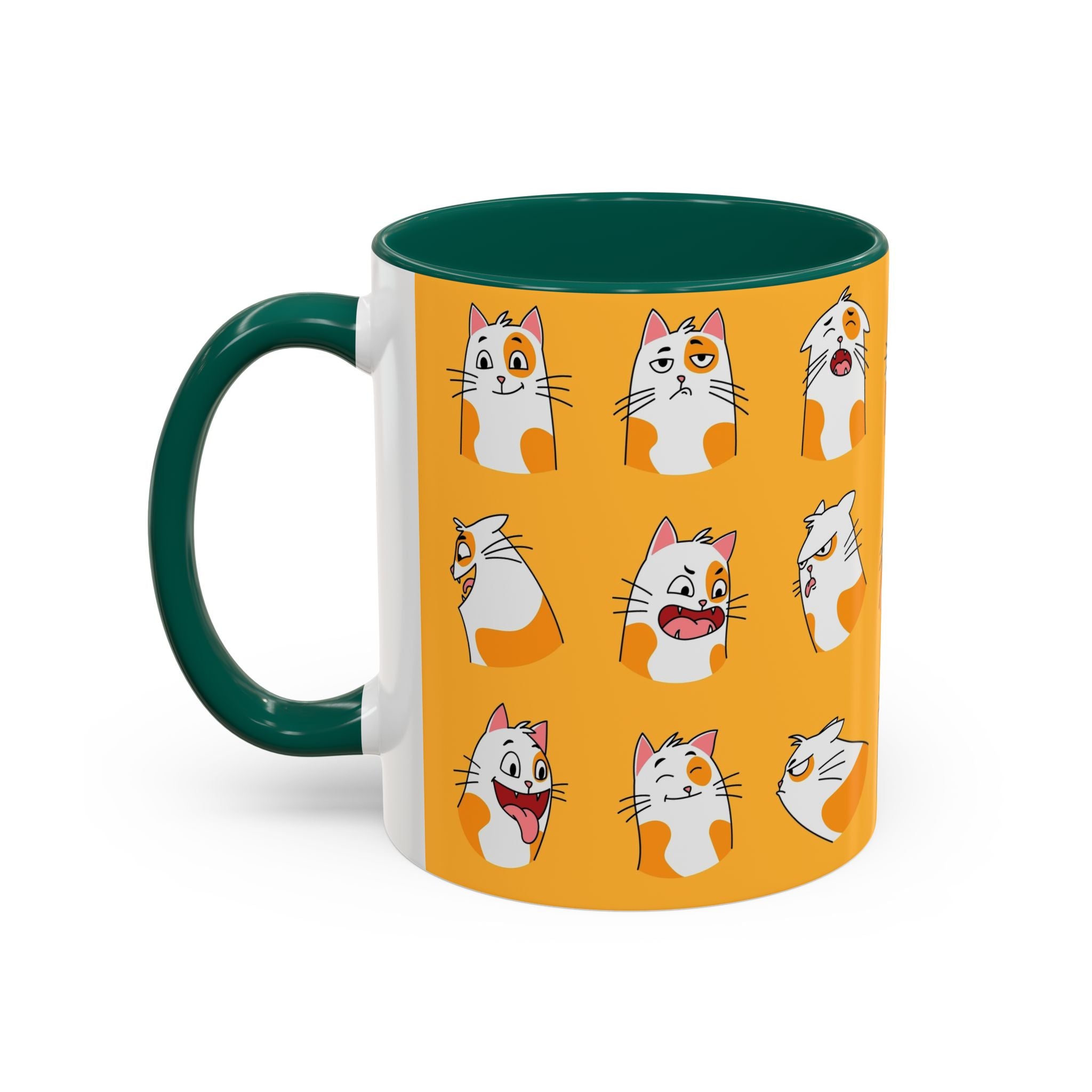 Orange expressive cat faces Mug | Ceramic coffee cup