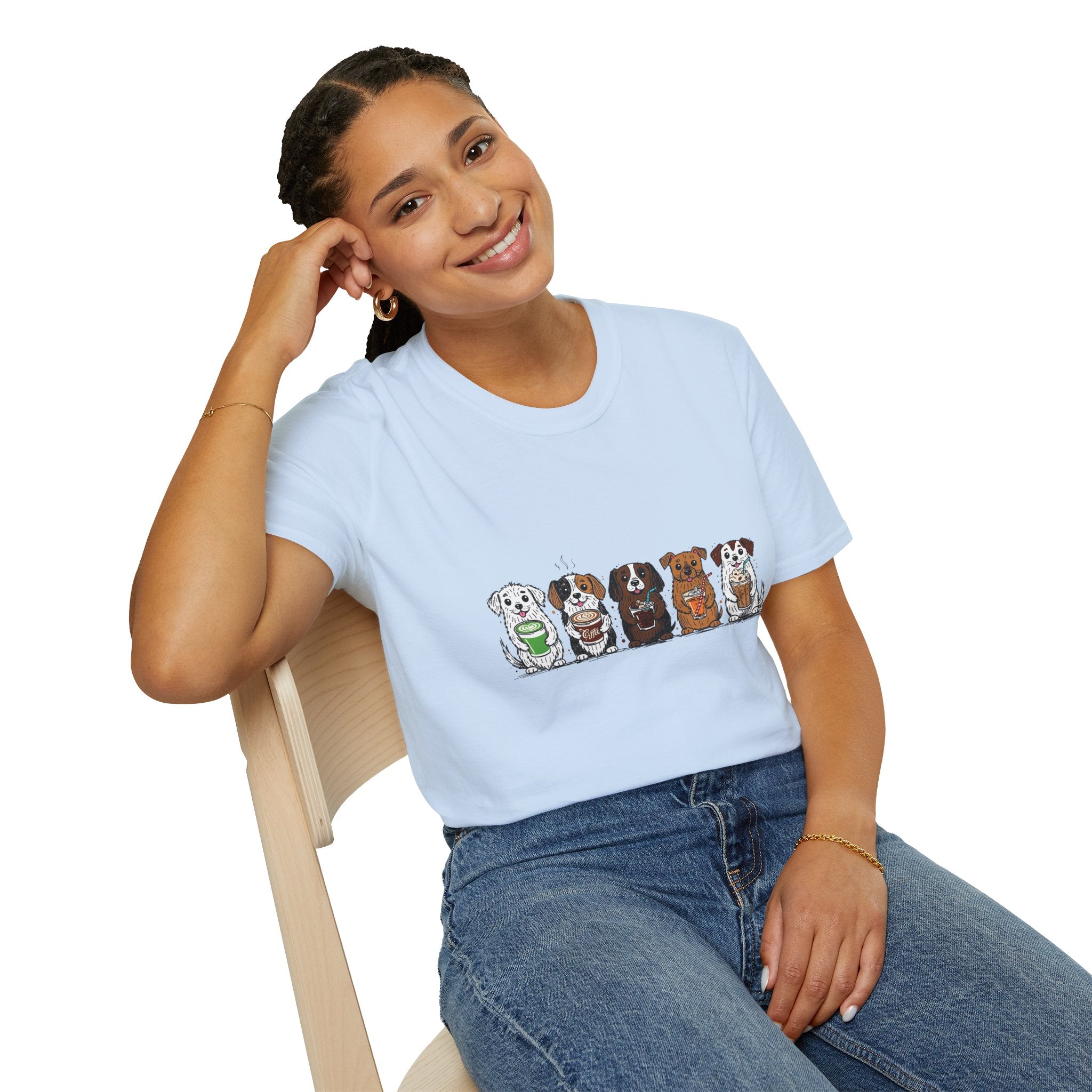 Cute Dachshund Lineup T-Shirt — Cartoon Wiener Dog Crew Graphic Tee