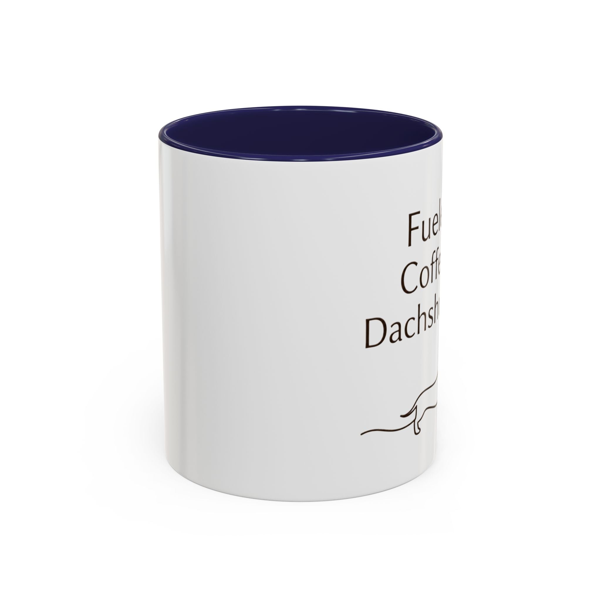 Dachshund Coffee Mug — “Fueled by Coffee and Dachshund Hair” Accent Ceramic Mug