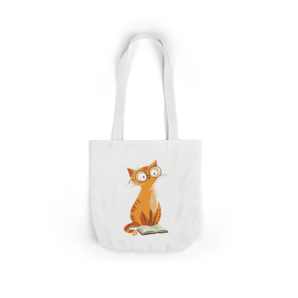 Cute Orange Cat with Glasses Tote Bag — Book-Lover Canvas Tote