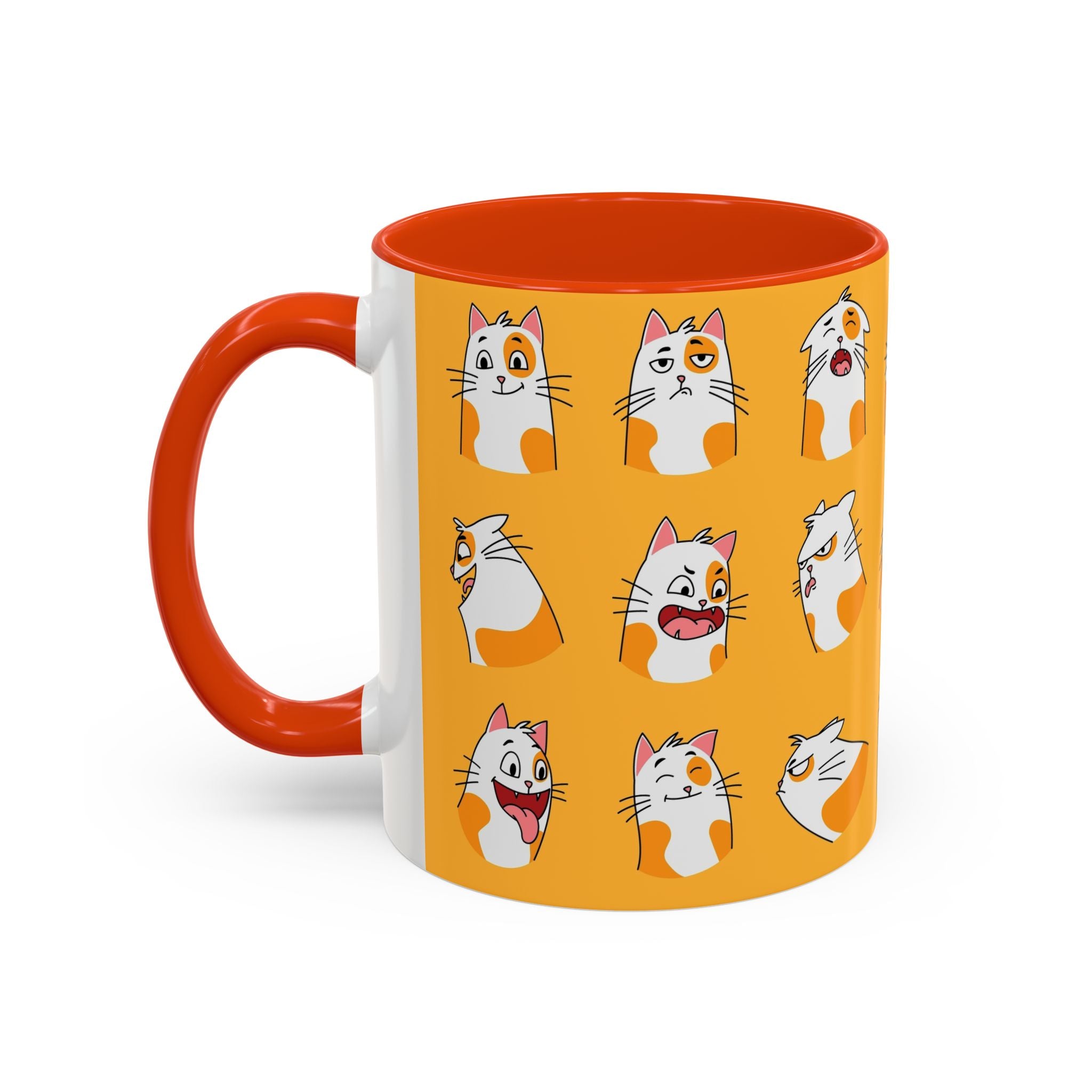 Orange expressive cat faces Mug | Ceramic coffee cup