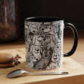 Black & White Cute Dogs Accent Coffee Mug (11/15oz) — Patterned Puppy Tea Cup