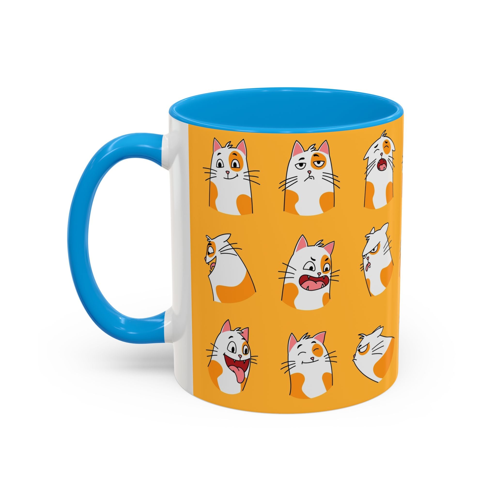 Orange expressive cat faces Mug | Ceramic coffee cup