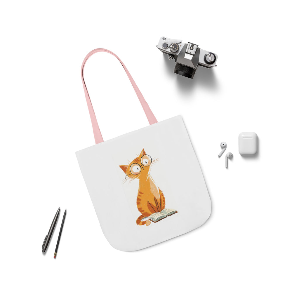 Cute Orange Cat with Glasses Tote Bag — Book-Lover Canvas Tote