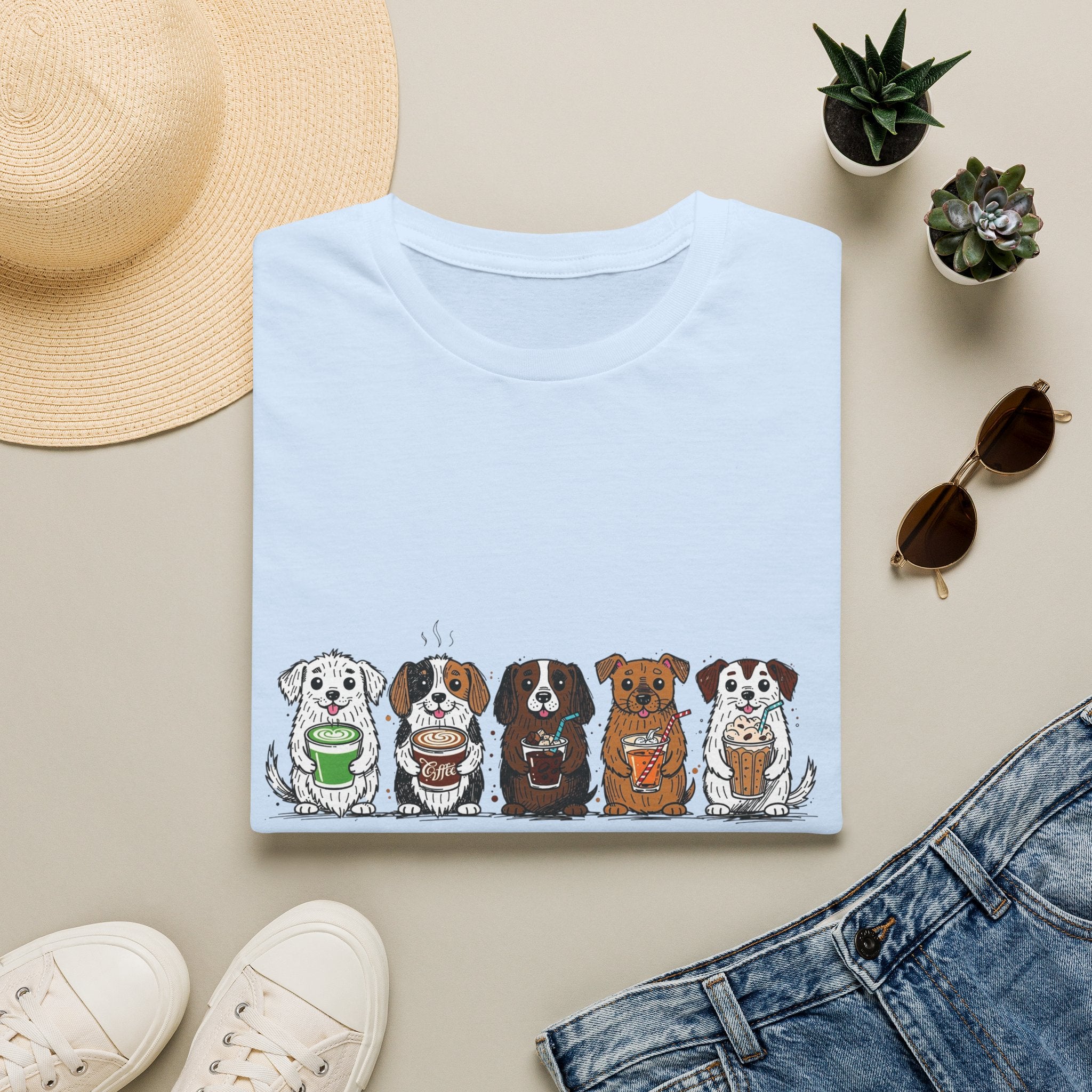 Cute Dachshund Lineup T-Shirt — Cartoon Wiener Dog Crew Graphic Tee
