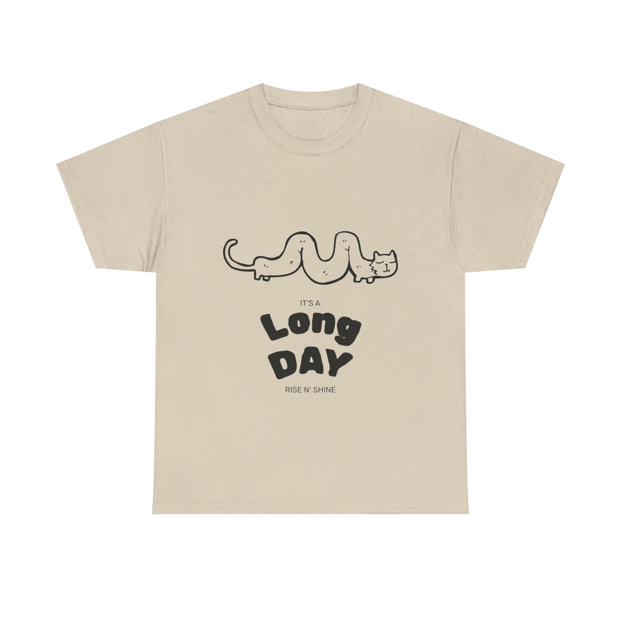 Long Day Cat T-Shirt — Cute Minimalist 'Long Day' Graphic Tee